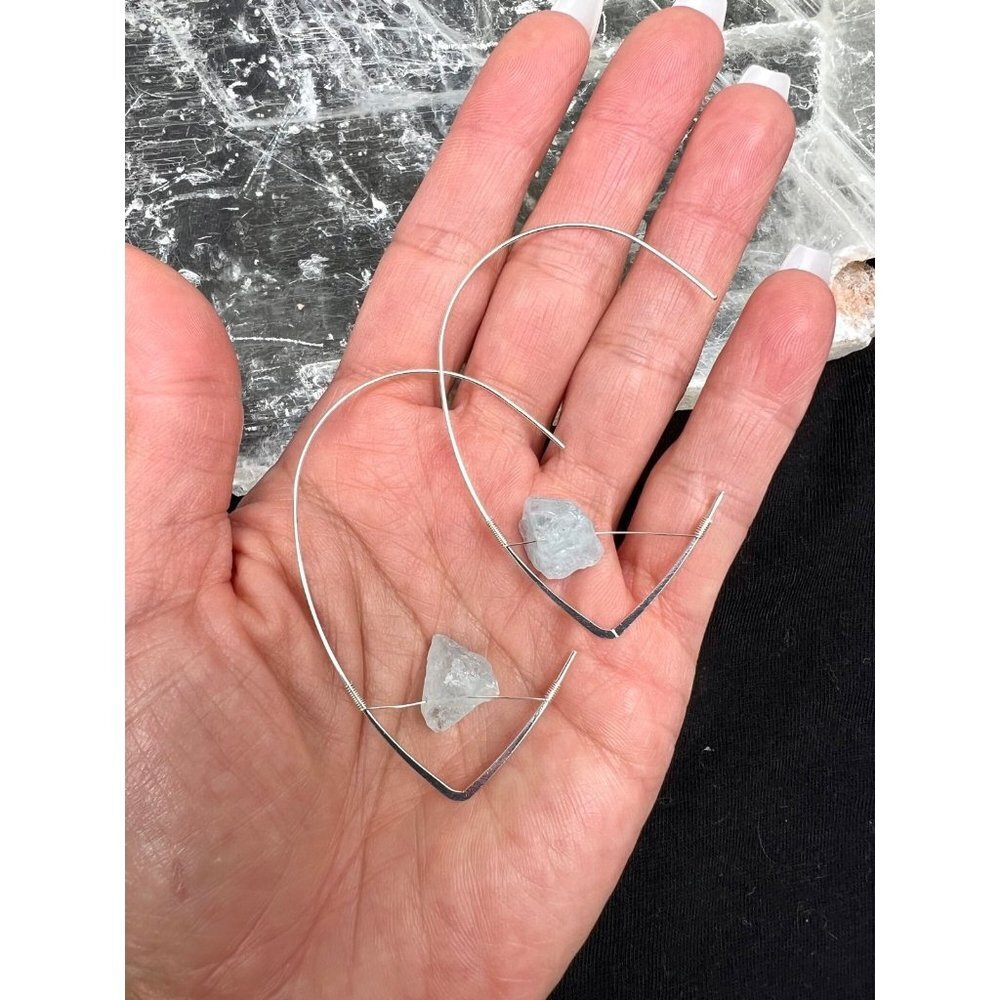 925 Spear Through Earrings Quartz Amethyst Amazonite